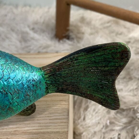 Handcrafted & Hand Painted Folk Art Wood & Metal Colorful Fish Spearing Decoy - Picture 10 of 17